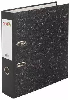 Папка-регистратор Staff "Everyday" с мраморным покрытием, 70 мм, без уголка, черный корешок, 224616