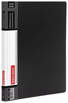 Папка с металлическим скоросшивателем и внутренним карманом Brauberg "Contract", черная, до 100 л., 0,7 мм, бизнес-класс, 221781