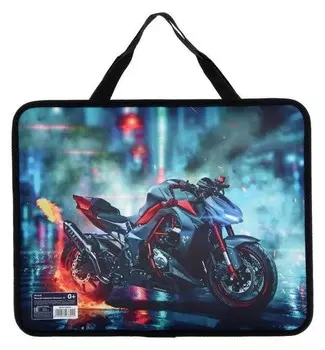 Папка с ручками пластиковая, А4, 330 X 240 х 80 мм, Calligrata, «Мотоцикл»