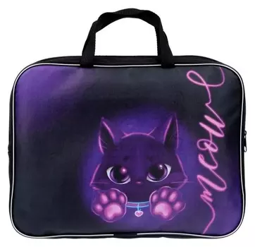 Папка с ручками текстиль А4 330 х 260 х 70 мм, Calligrata дев «Котик»