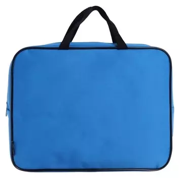 Папка с ручками текстильная А4, 350 х 265 х 80 мм, ПМД 4-42, "Офис", голубая/чёрная (Ручка-тесьма)