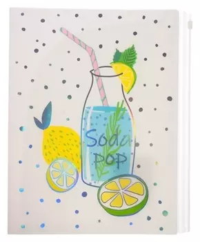 Папка-уголок 4 отденения А4 отд феникс отд на ZIP молнии, лимонад тис.ф бел 50963