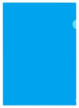 Папка уголок E-310 180мкр жест.пластик А4 синяя прозр.россия 10шт/уп