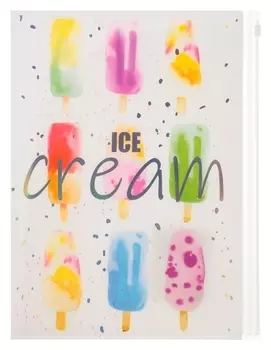 Папка-уголок на Zip-молнии, 4 отделения, А4, феникс "Мороженое", белая