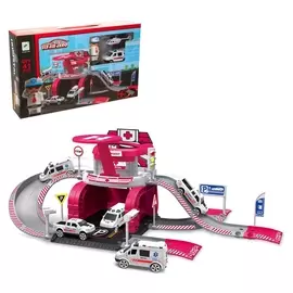 Парковка «Скорая помощь», с 1 металлической машиной и вертолётом