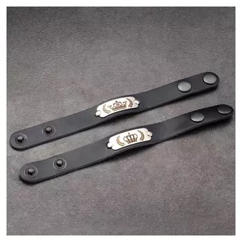 Парные браслеты "Король и королева", натуральная кожа, сталь