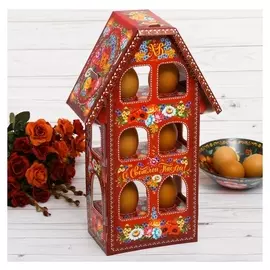 Пасхальная подставка на 6 яиц «Домик Жостово»