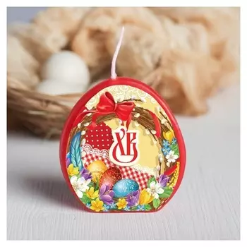 Пасхальная свеча-яйцо с картинкой «Венок»