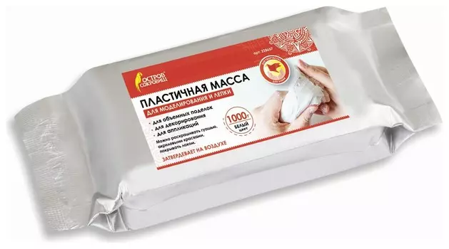 Паста масса для моделирования и лепки отвердевающая, 1000 г, белая