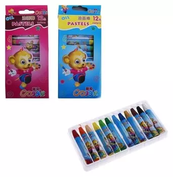 Пастель масляная 12 цветов в бумажном держателе