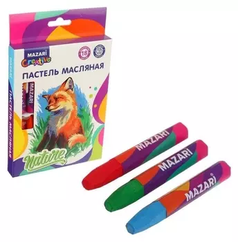 Пастель масляная 18 цв. шестигранный корпус, длина 73мм, D корпуса=10мм, картонная упаковка