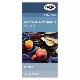 Пастель масляная, набор 16 цветов, гамма "Студия", D-8мм, L-65мм, в картонной коробке