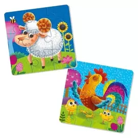 Пазл 2в1 «Ферма», 9+16 элементов