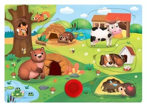 Пазл деревянный музыкальный «Кто где живёт?»