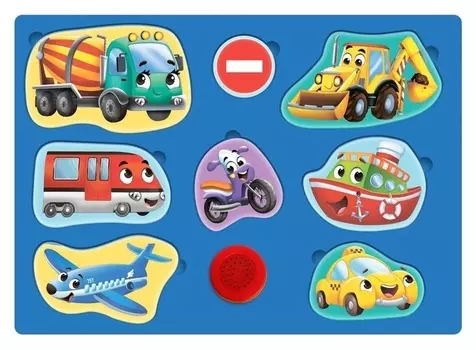 Пазл деревянный музыкальный «Весёлый транспорт»