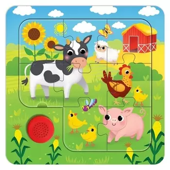 Пазл деревянный музыкальный «Животные в деревне»