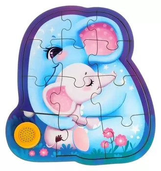 Пазл деревянный с чипом «Слоники»