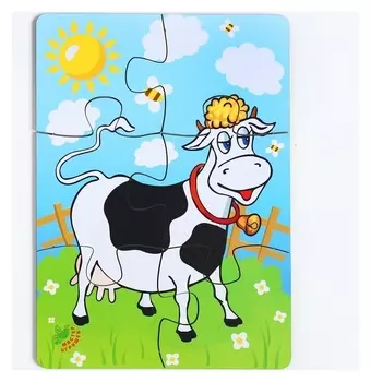 Пазл Корова на лугу, 6 элементов, размер детали: 5 × 4,6 см