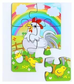 Пазл Курица и радуга, 6 элементов