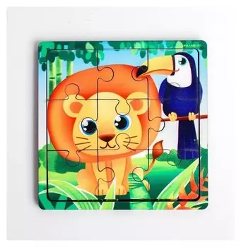 Пазл «Лев и тукан», 9 деталей