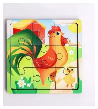 Пазл «Петух с цыплёнком», 9 деталей