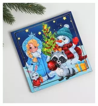 Пазл «Снегурочка с друзьями» 16 деталей