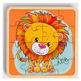 Пазл - вкладыш в рамке «Львёнок» 16×16 см