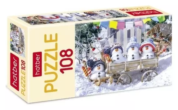 Пазл «Забавные снеговики», 108 элементов