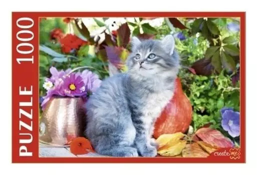 Пазлы 1000 элементов Котенок в цветах
