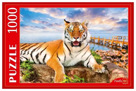 Пазлы 1000 элементов Тигр на фоне моря