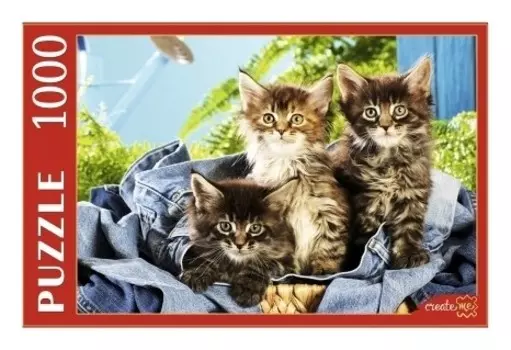 Пазлы "Котята в корзине"
