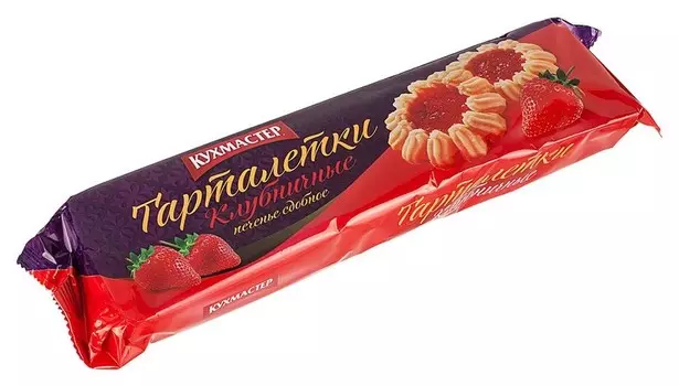 Печенье сдобное кухмастер тарталетки клубничные 240г