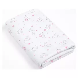 Пелёнка белые зайчики 90х90см, футер с начесом, хл100%