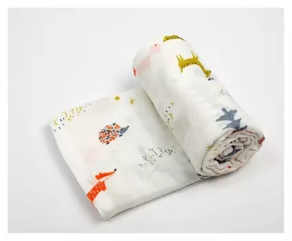 Пелёнка муслиновая крошка Я «Лисички» 120х110 см, двухслойная, 100% хлопок