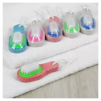 Пемза для педикюра с щёткой, с ручкой, 11 см