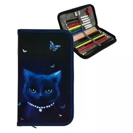 Пенал 1 секция, 115 X 205, с наполнением, 16 предмета, Calligrata, «Кошечка»