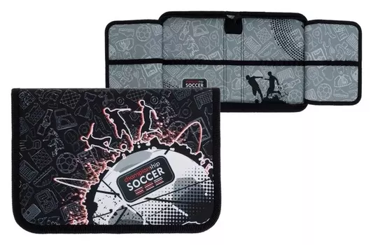 Пенал 1 секция, 140 х 200 х 40 мм, 2 откидные планки, тканевый, "Оникс", ПКТ 09-20 Football Champion