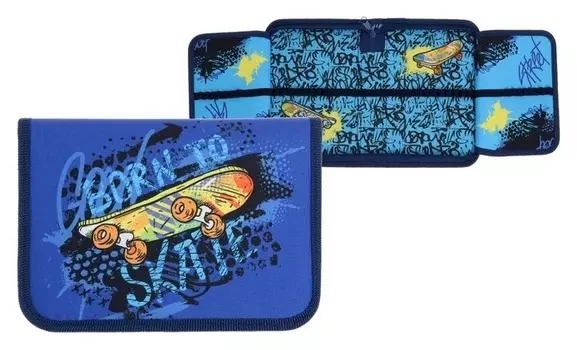 Пенал 1 секция, 140 х 200 х 40 мм, 2 откидные планки, тканевый, "Оникс", ПКТ 09-20"скейт"