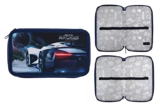 Пенал 2 секции, 110 х 190 мм, тканевый, "Оникс", ПКТ 11-20 Space Auto