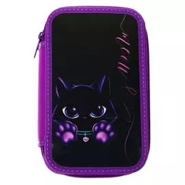 Пенал 2 секции, 125 х 205 мм, ламинированный картон, Calligrata, «Котик»