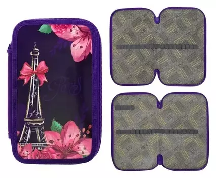 Пенал 2 секции Calligrata, 125 х 205 мм, "Париж", ламинированный картон