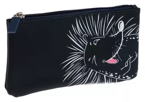 Пенал мягкий 1 отд. плоский 100*200 феникс кож.зам "Ёж шутник" унив синий 58402