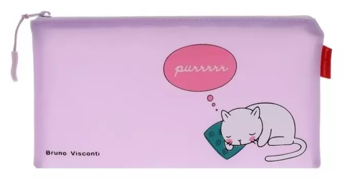 Пенал мягкий 1 отделение, Brunovisconti Cat's Dreaming, 120 х 230 мм, плоский, силиконовый