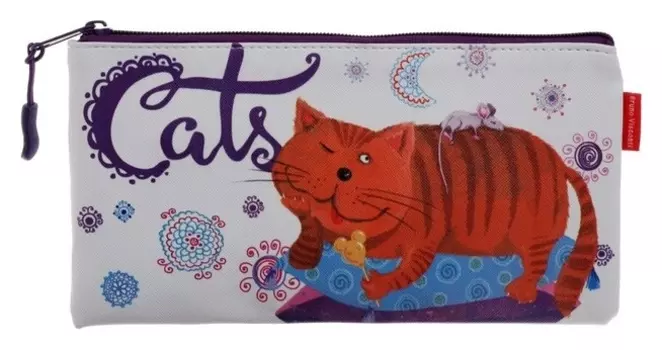 Пенал мягкий 1 отделение, Brunovisconti "Весёлый кот", 120 х 230 мм, плоский