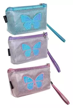 Пенал мягкий 1 отделение Devente Butterfly, 105 х 210 х 40 мм, с ручкой, кожзам, аппликация, 3 вида