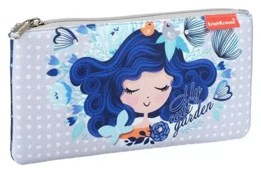 Пенал мягкий 1 отделение Erich Krause, 114 х 207 мм, плоский, Bluecurl, синий