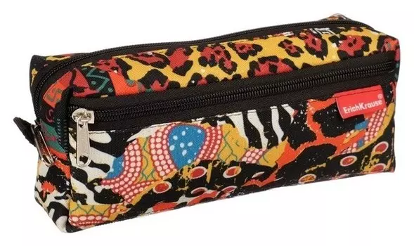 Пенал мягкий 2 отделения, 100 х 210 х 50 мм, Africa Color ор/чер