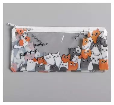 Пенал мягкий «Коты», плоский 20.5х9.5 см