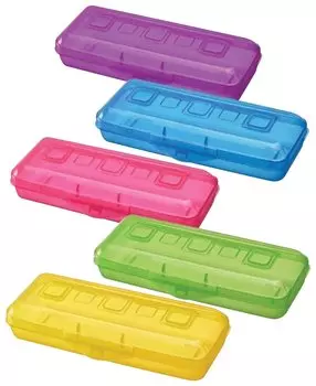 Пенал пластиковый, тонированный, цвет ассорти