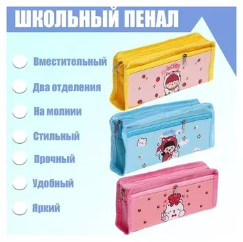 Пенал школьный на молнии 2 отделения "